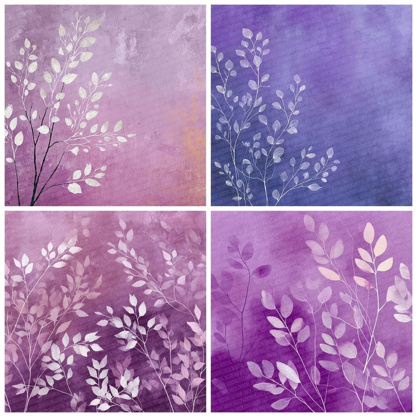 Lavender Leaf Outline Digital Paper Pack (DDD002290)
