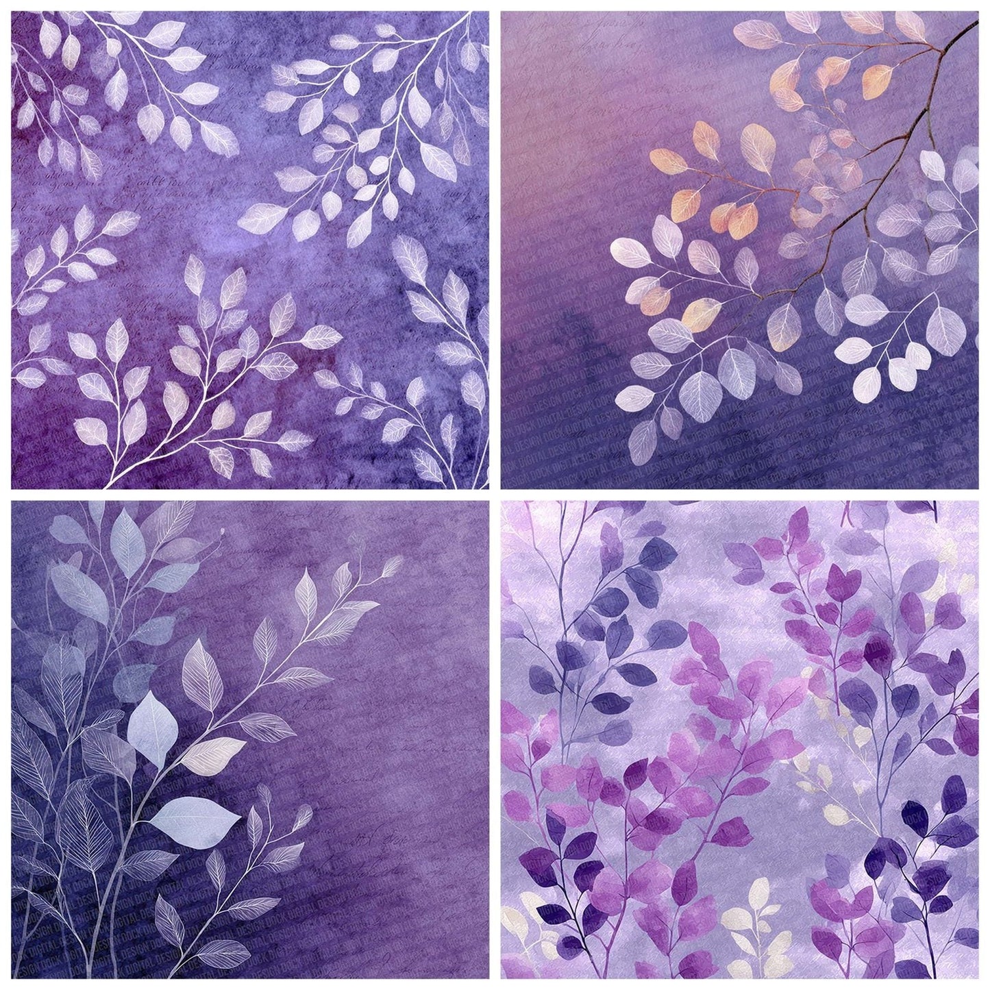 Lavender Leaf Outline Digital Paper Pack (DDD002290)
