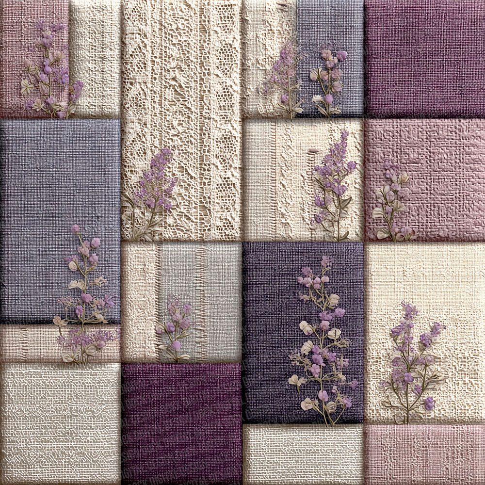Lavender Linen Shabby Patchwork Fabric Digital Paper Pack (DDD002291)