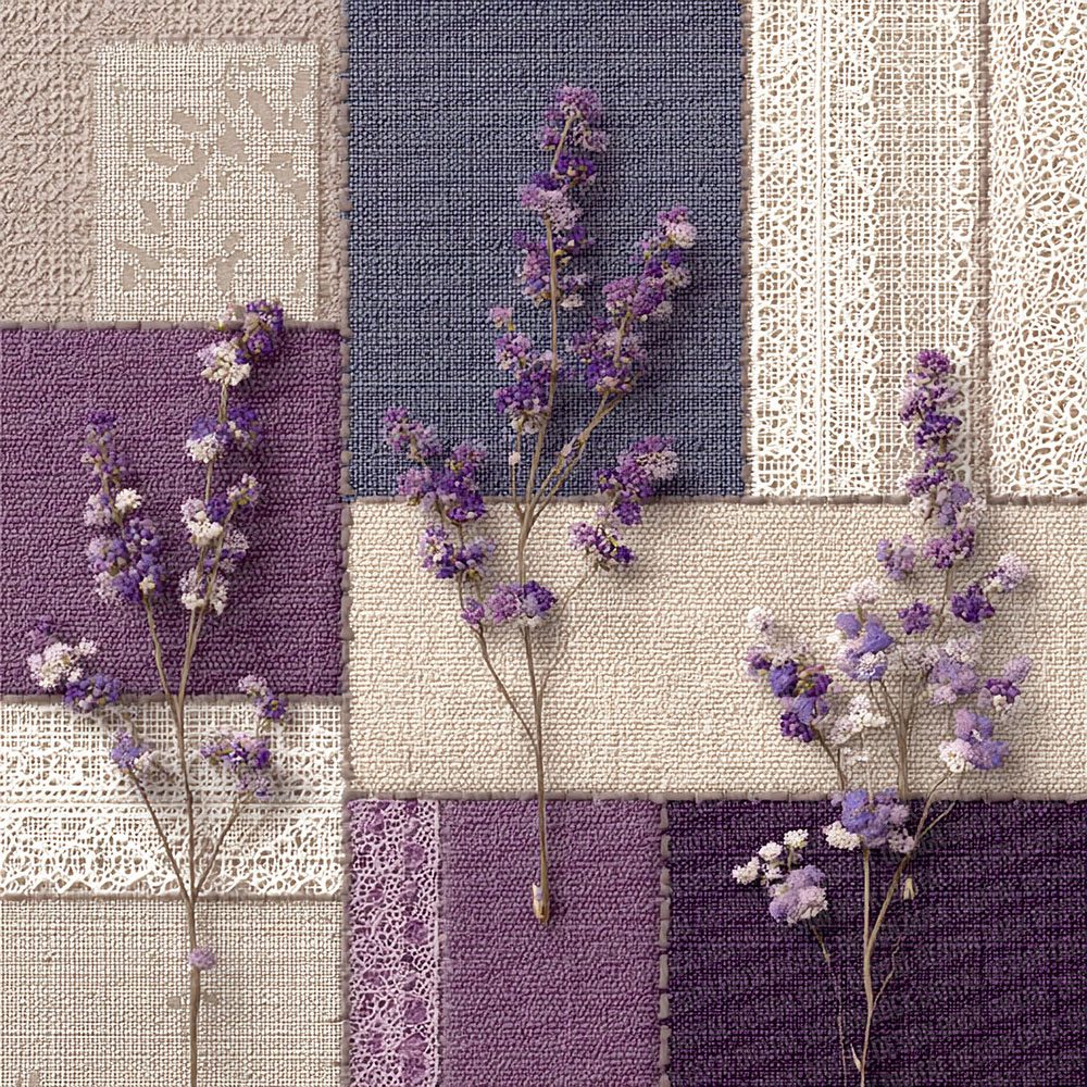 Lavender Linen Shabby Patchwork Fabric Digital Paper Pack (DDD002291)
