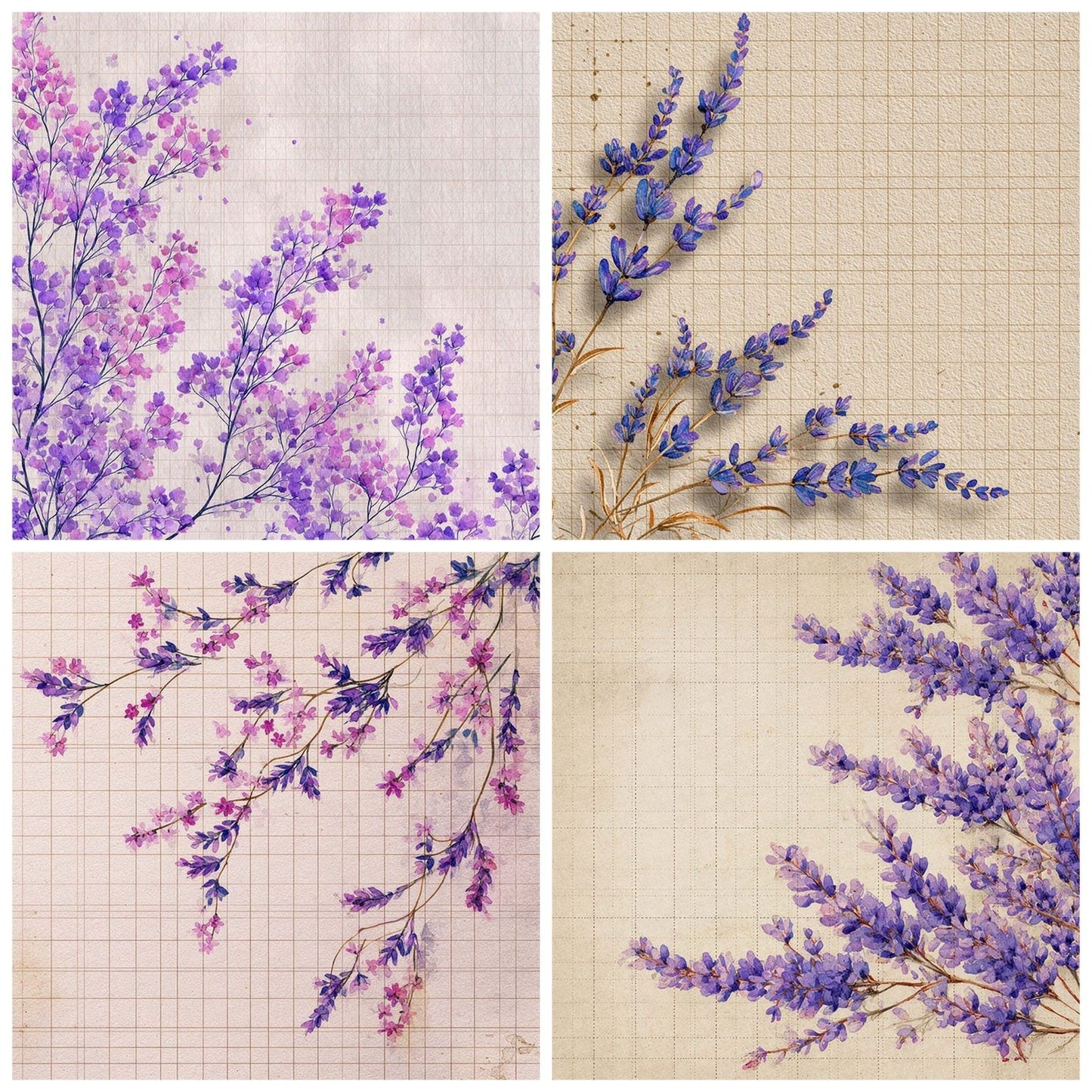 Lavender Parchment Grid Digital Paper Pack (DDD007670)