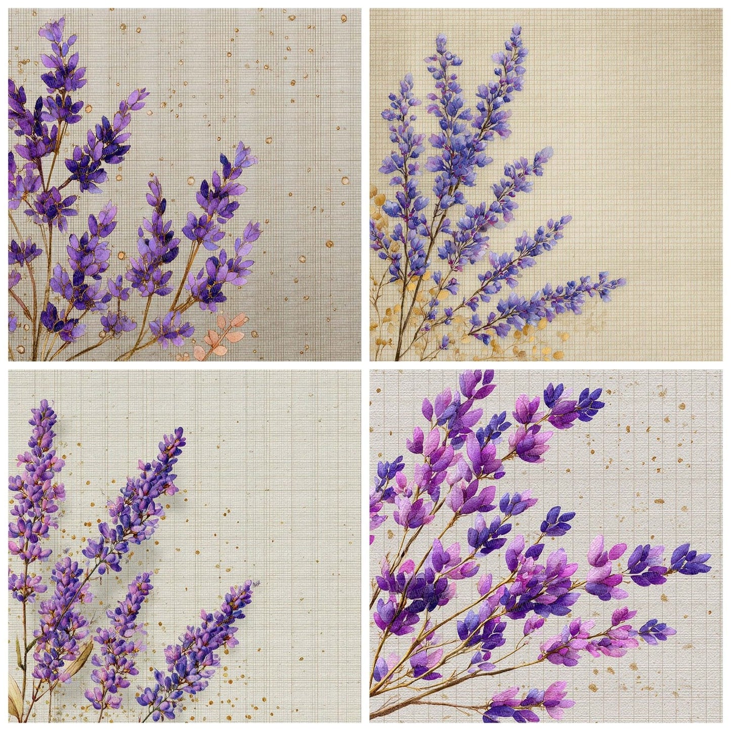 Lavender Parchment Grid Digital Paper Pack (DDD007670)