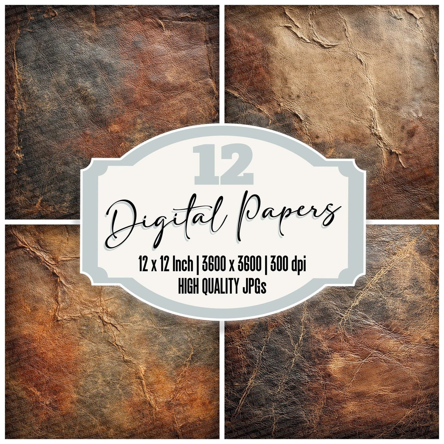 Leather Brown Distress Digital Paper Pack (DDD002314)