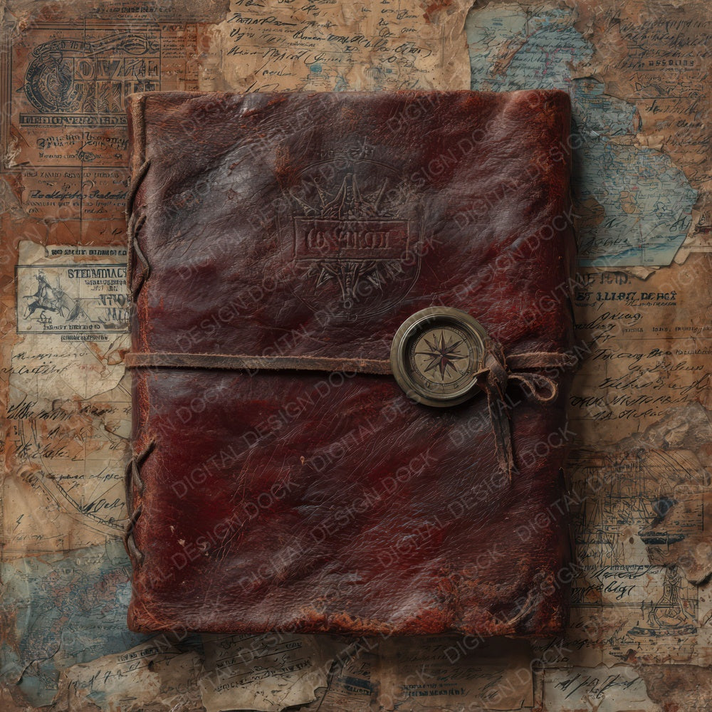 Leather Travel Journal Digital Paper Pack (DDD007672)