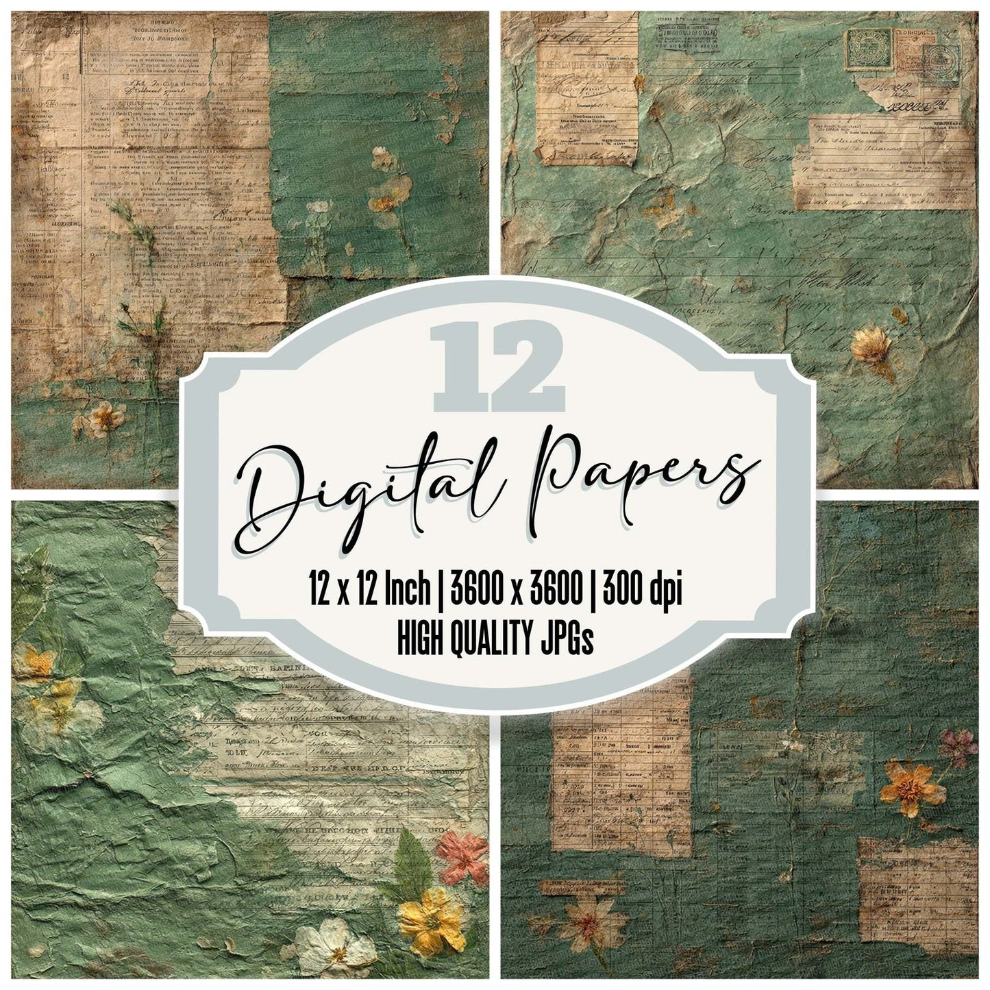Ledger Green Fold Digital Paper Pack (DDD002316)