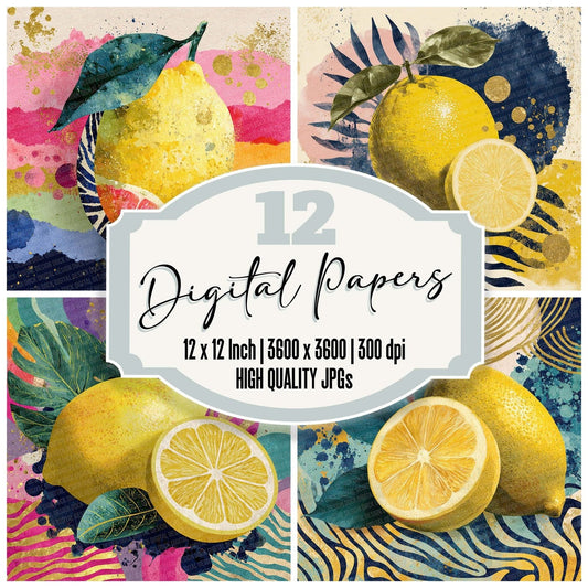 Lemon Zebra Splash Digital Paper Pack (DDD002324)