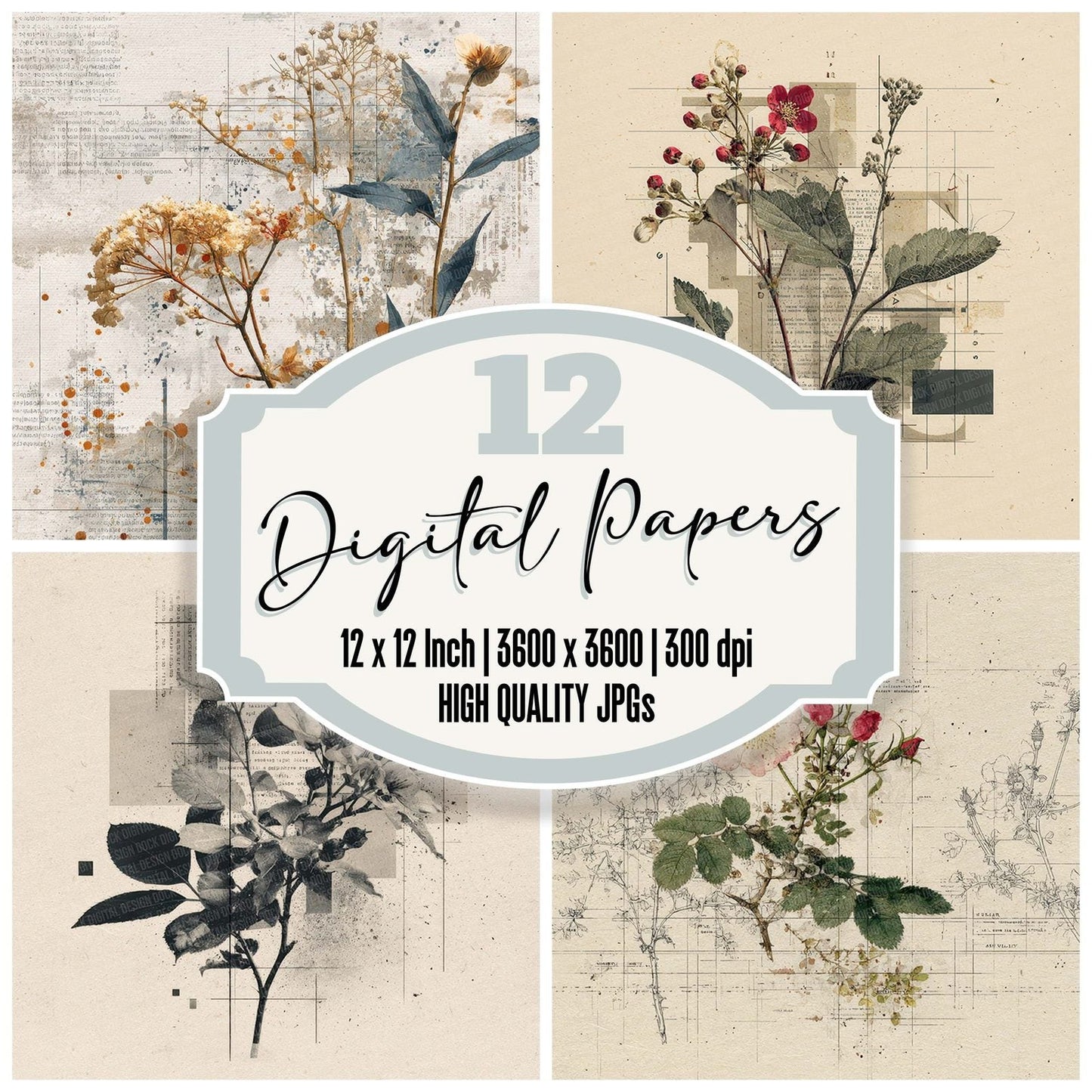 Letterpress Reverie Digital Paper Pack (DDD002328)