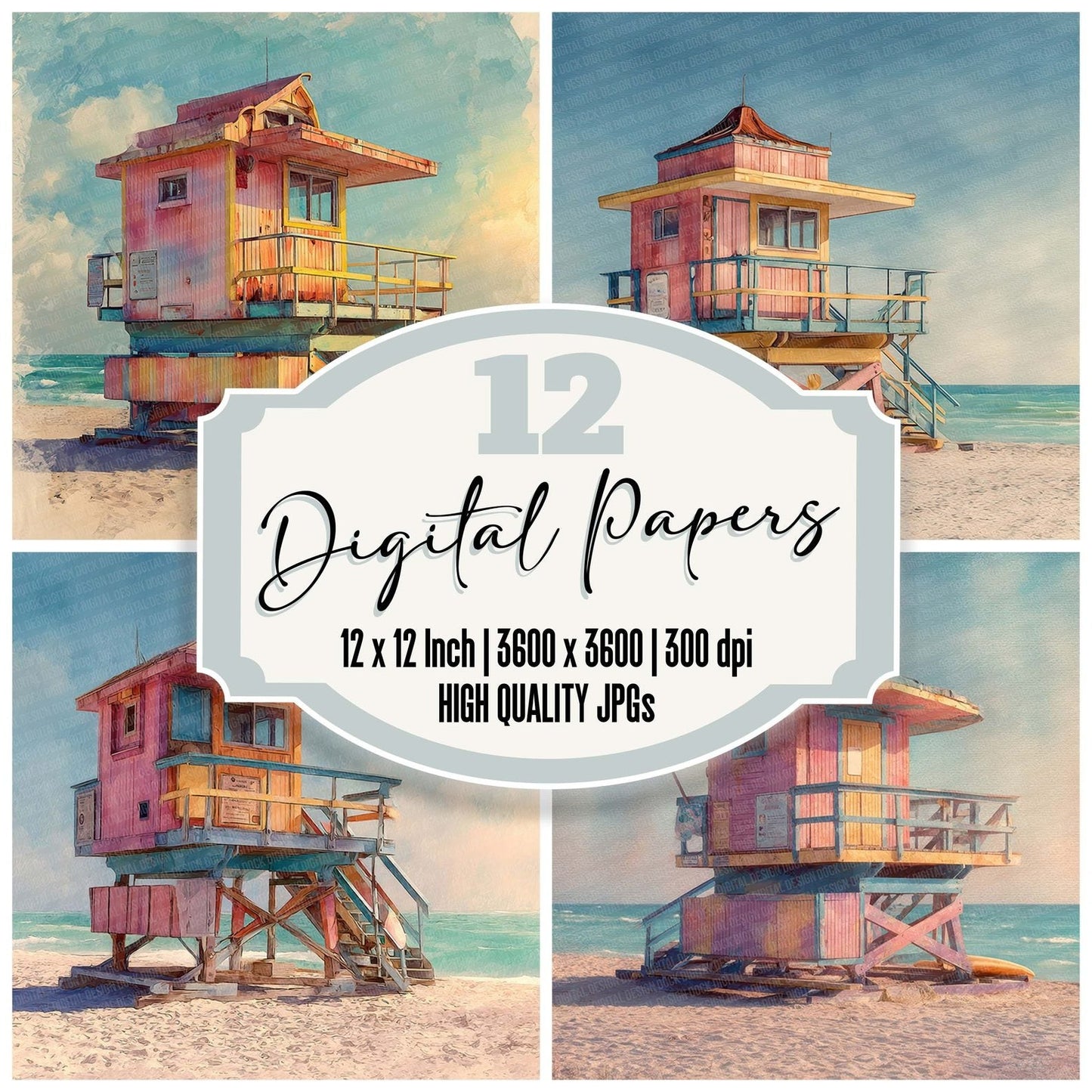 Lifeguard Pastel Glow Digital Paper Pack (DDD002336)