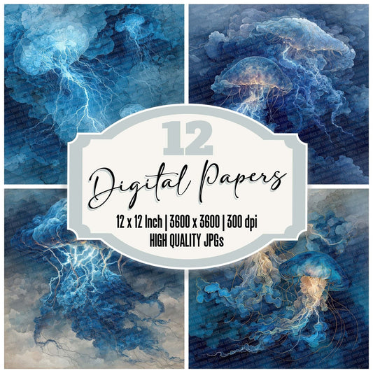 Lightning Jelly Skies Digital Paper Pack (DDD002345)