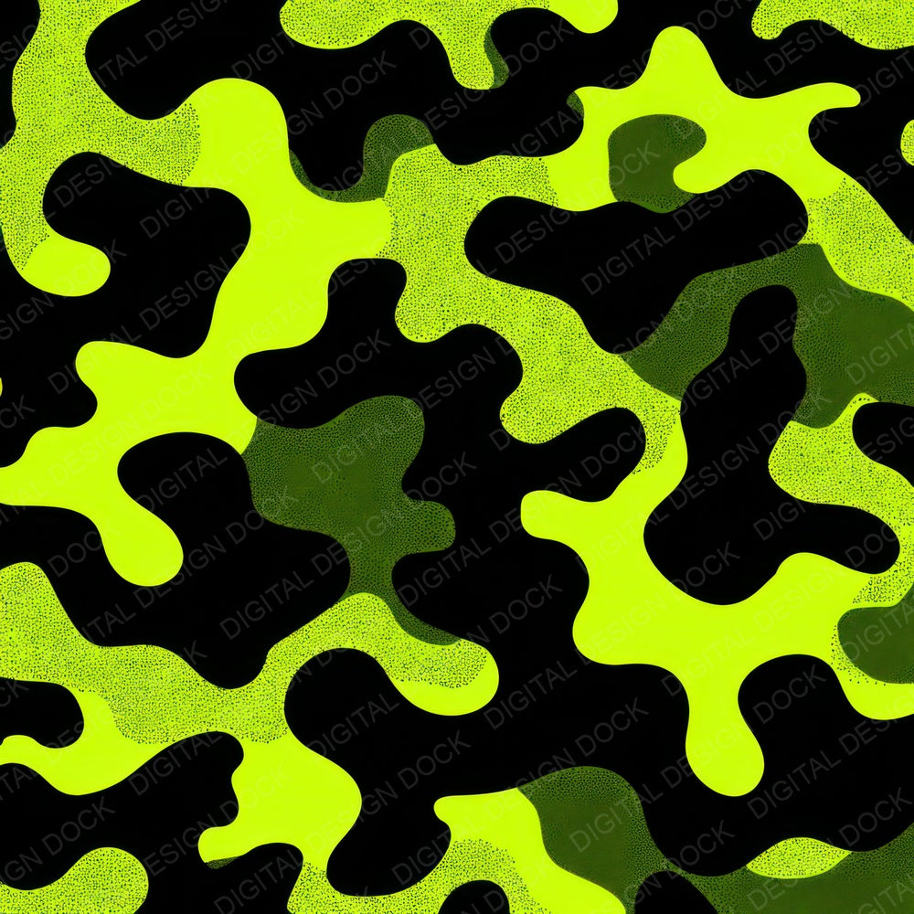 Lime Black Camo Pattern Digital Paper Pack (DDD008373)
