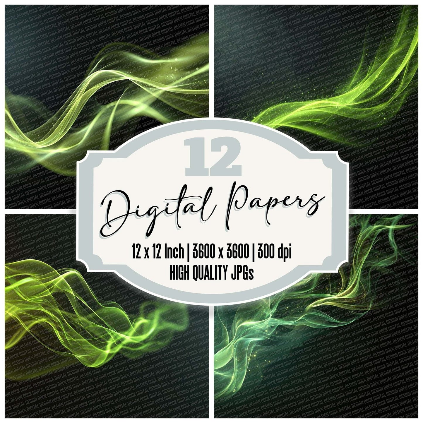 Lime Smoke Glow Digital Paper Pack (DDD002357)