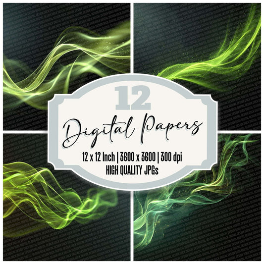 Lime Smoke Glow Digital Paper Pack (DDD002357)