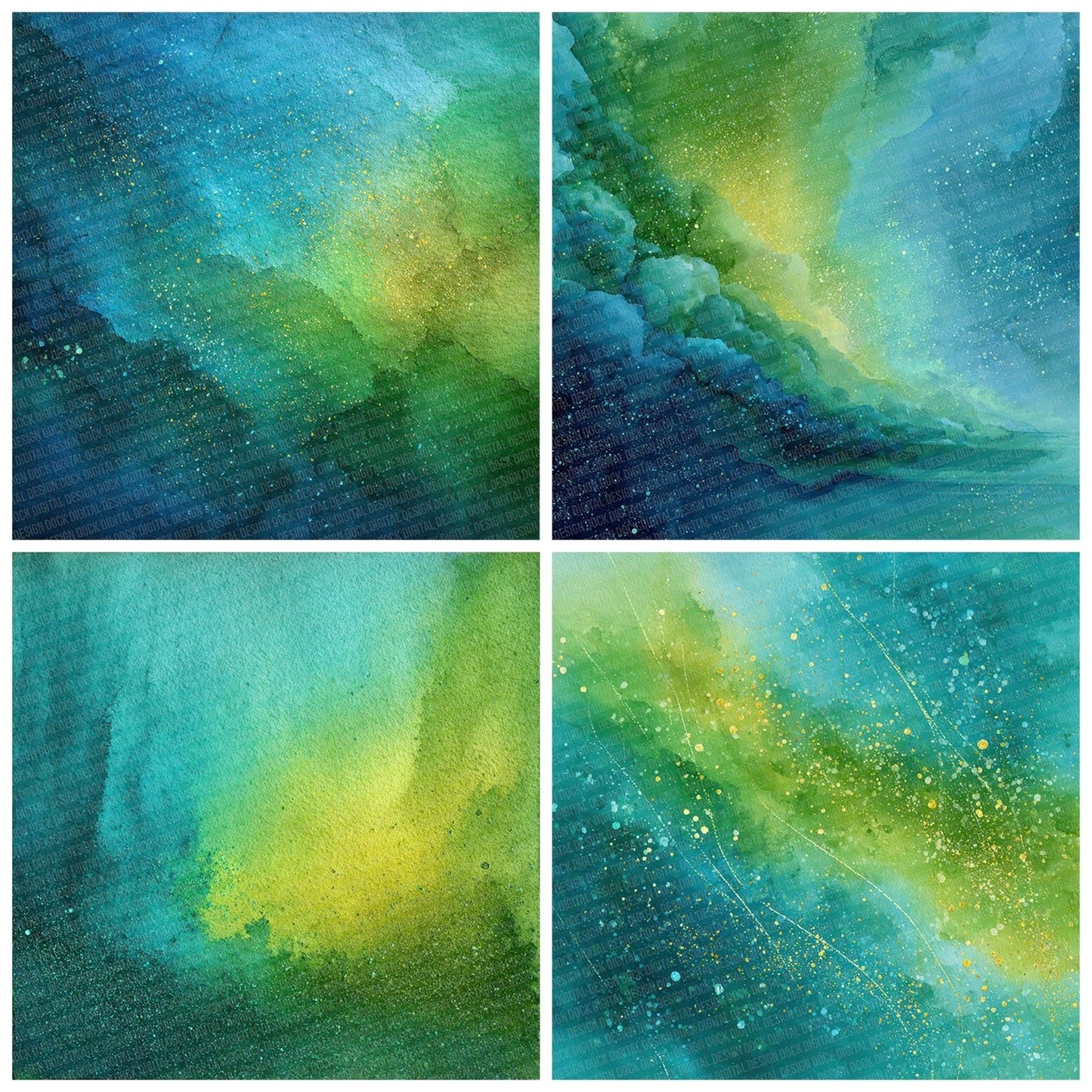 Lime Turquoise Glitter Digital Paper Pack (DDD002358)