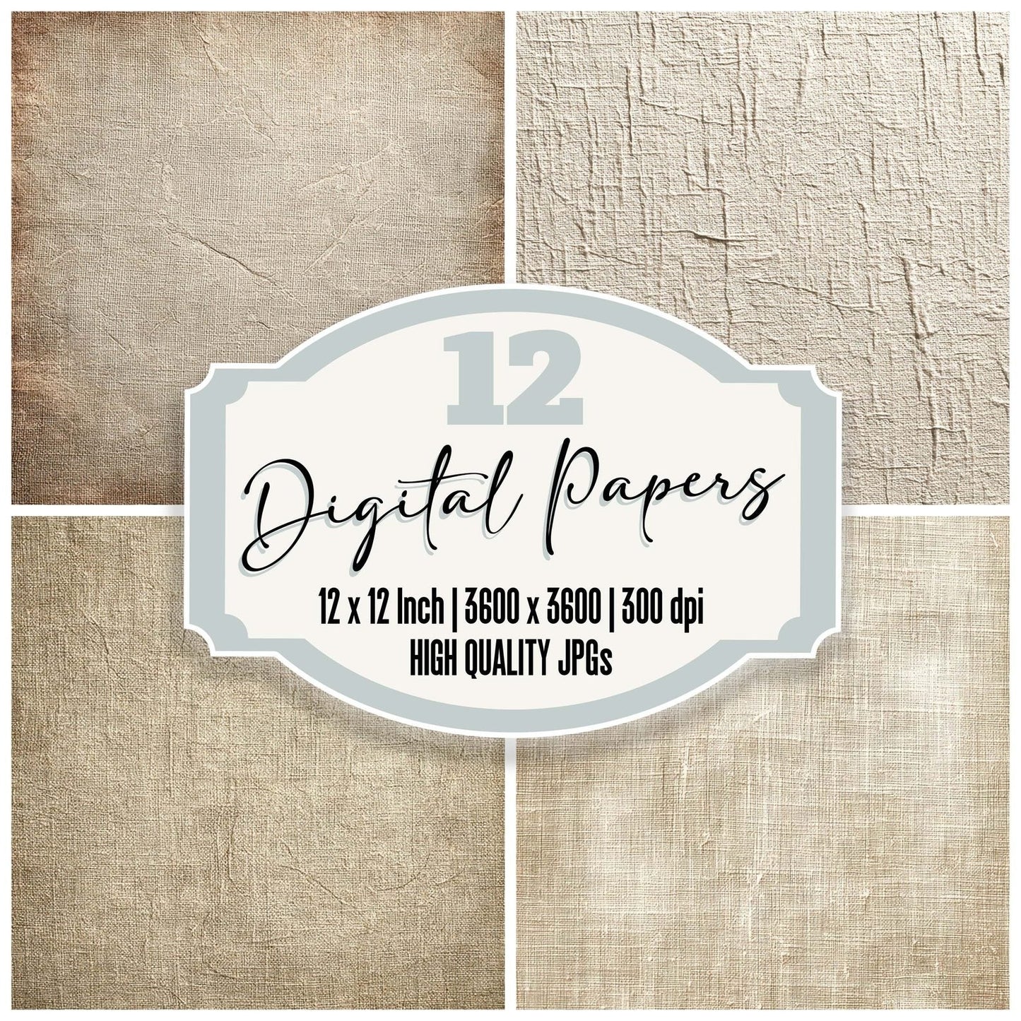 Linen Cream Grain Digital Paper Pack (DDD002368)