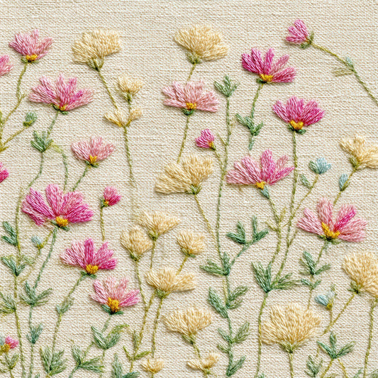 Linen Embroidered Wildflowers Digital Paper Pack (DDD008556)