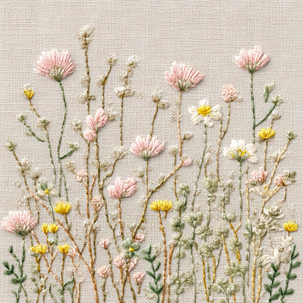 Linen Embroidered Wildflowers Digital Paper Pack (DDD008556)