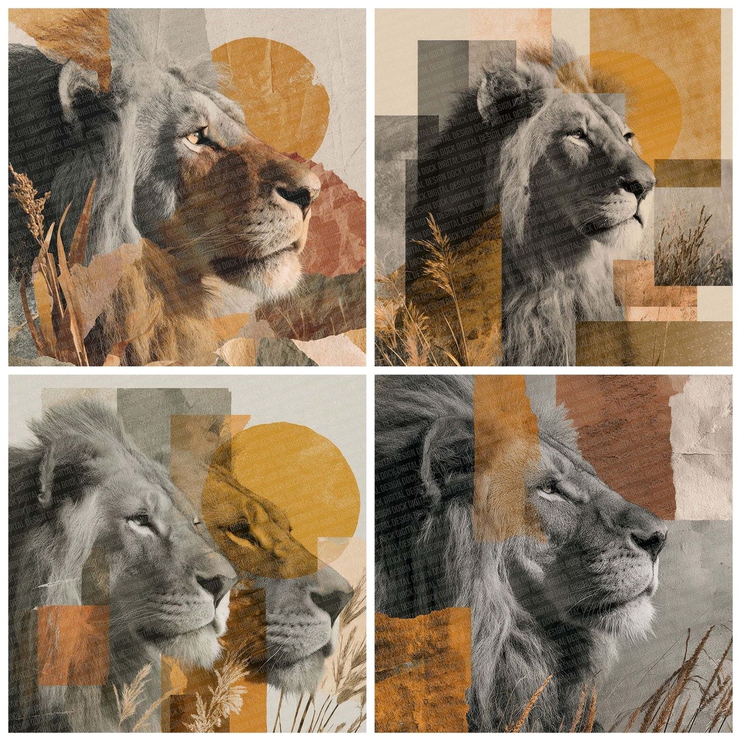 Lion Savannah Moodboard Digital Paper Pack (DDD002377)