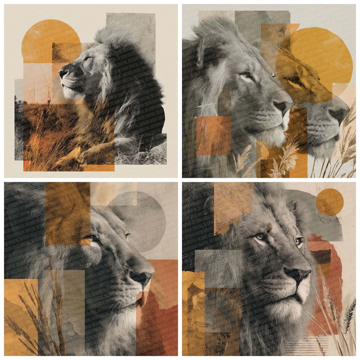 Lion Savannah Moodboard Digital Paper Pack (DDD002377)