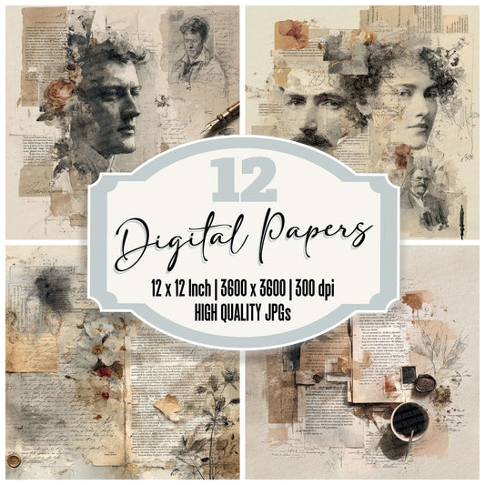 Literary Ink Layers Digital Paper Pack (DDD002379)