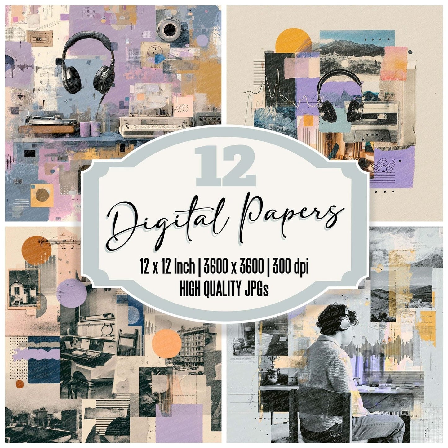 Lo Fi Study Moodboard Digital Paper Pack (DDD002380)