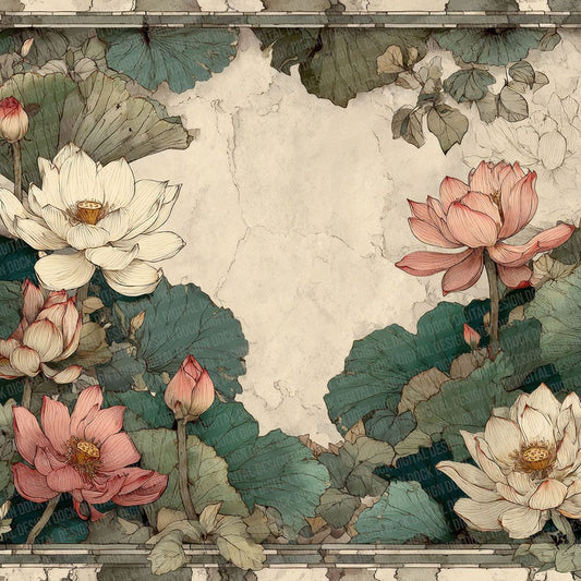 Lotus Symbolic Border Digital Paper Pack (DDD002392)
