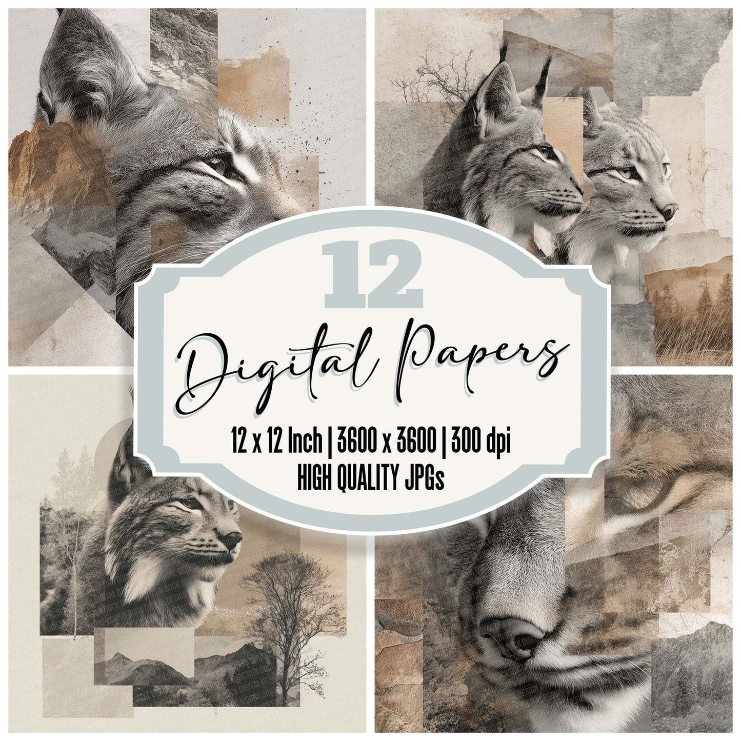 Lynx Forest Moodboard Digital Paper Pack (DDD002399)
