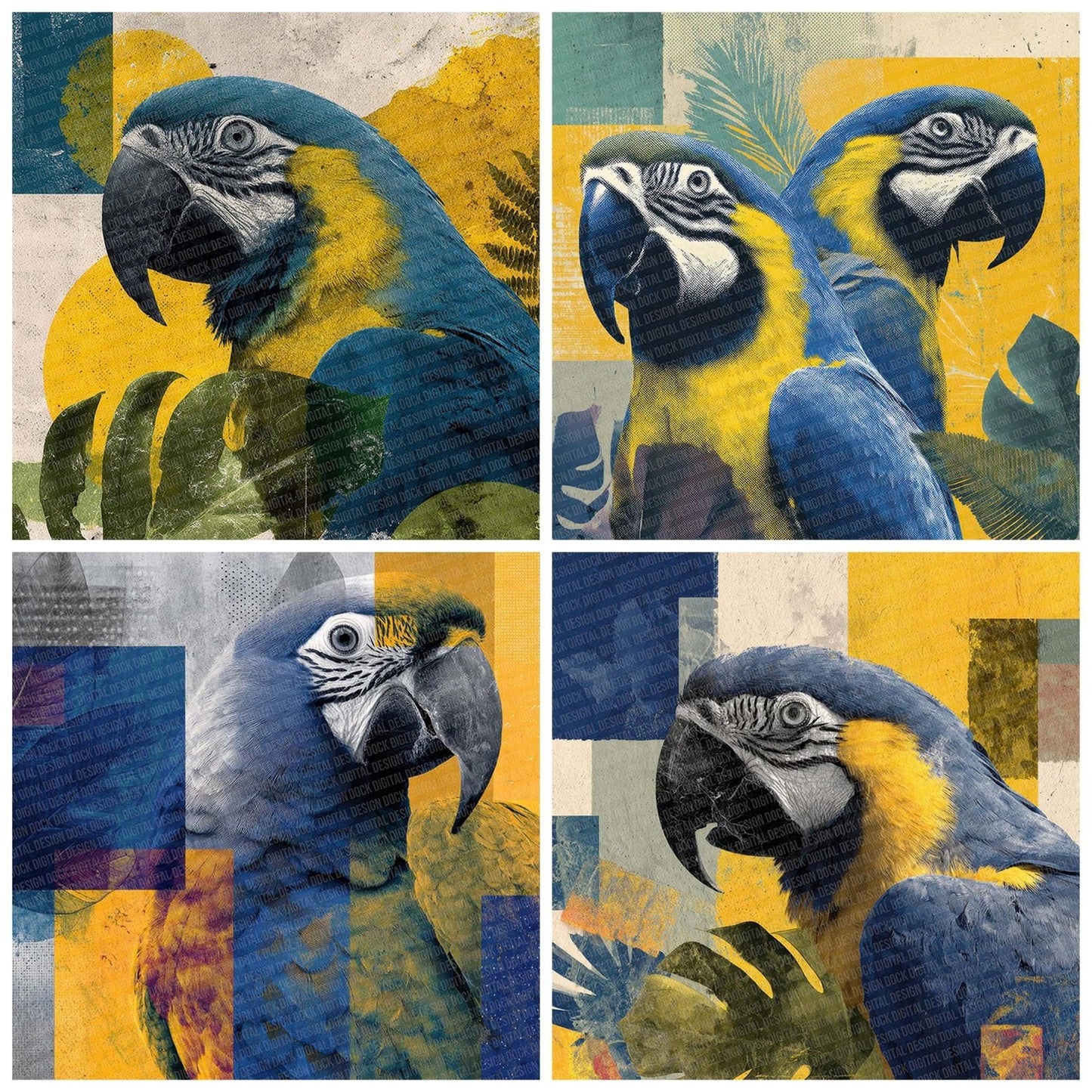 Macaw Tropical Moodboard Digital Paper Pack (DDD002401)