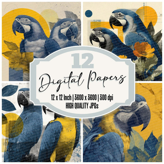 Macaw Tropical Moodboard Digital Paper Pack (DDD002401)