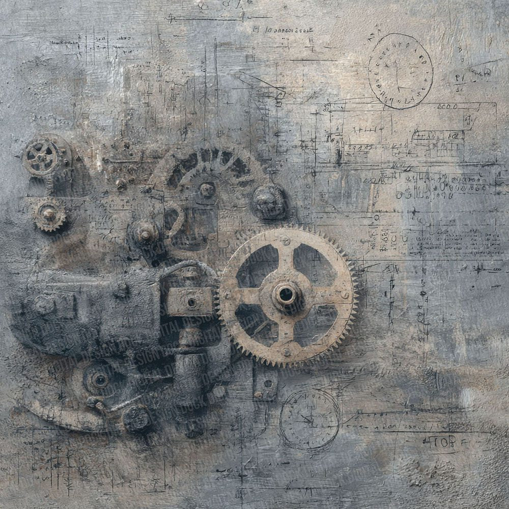 Machinery Draft Notes Wash Digital Paper Pack (DDD002403)