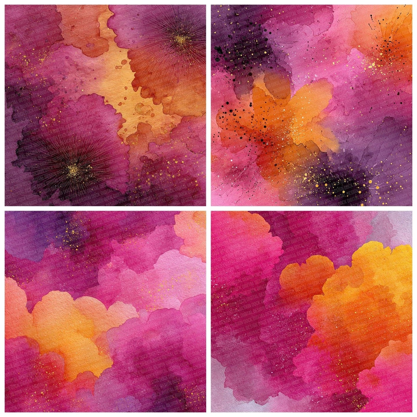 Magenta Orange Burst Digital Paper Pack (DDD002410)