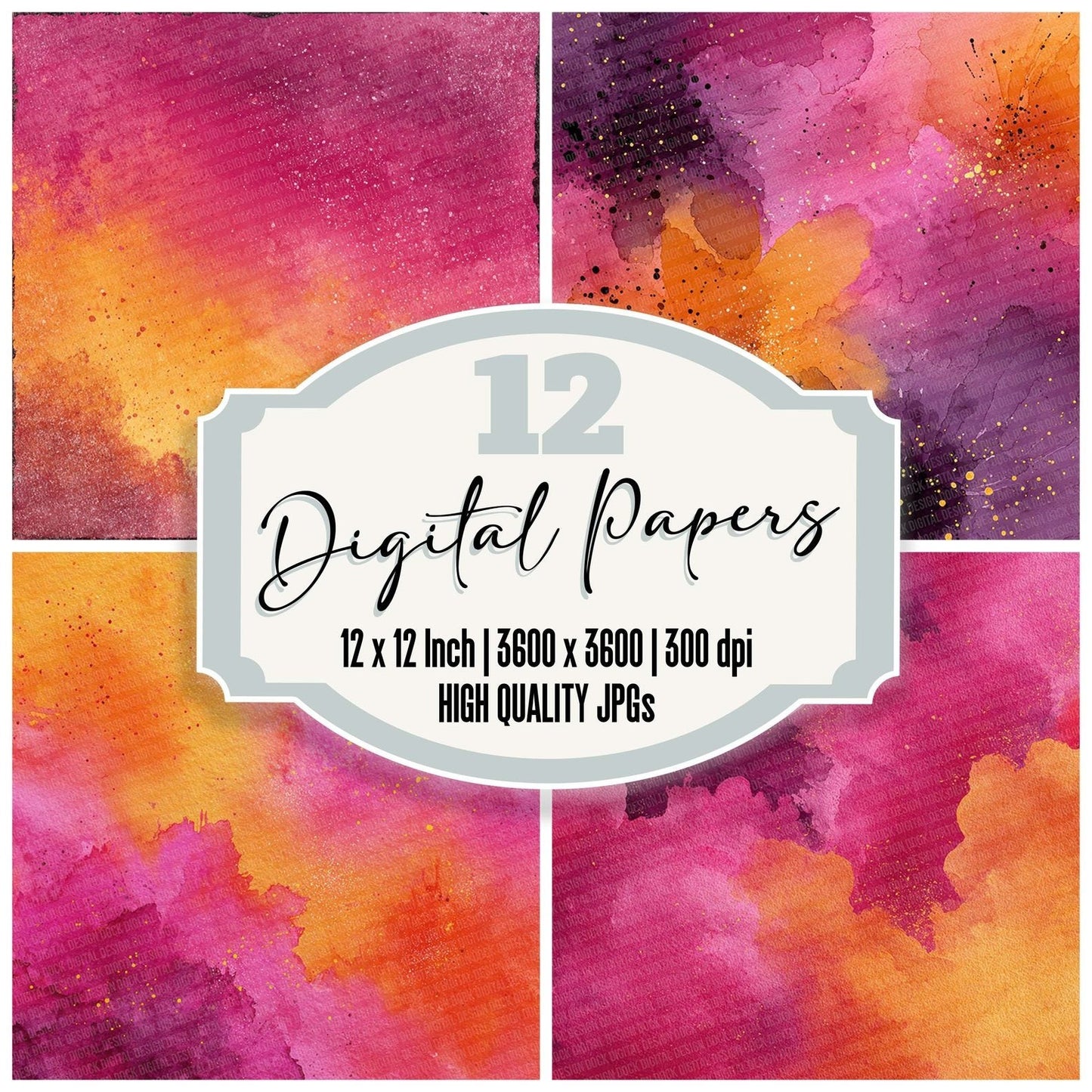 Magenta Orange Burst Digital Paper Pack (DDD002410)
