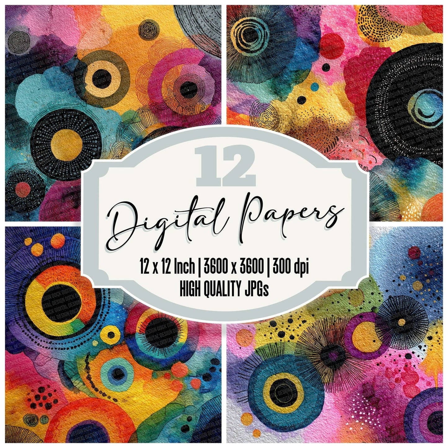 Mandala Colour Swirl Digital Paper Pack (DDD002414)