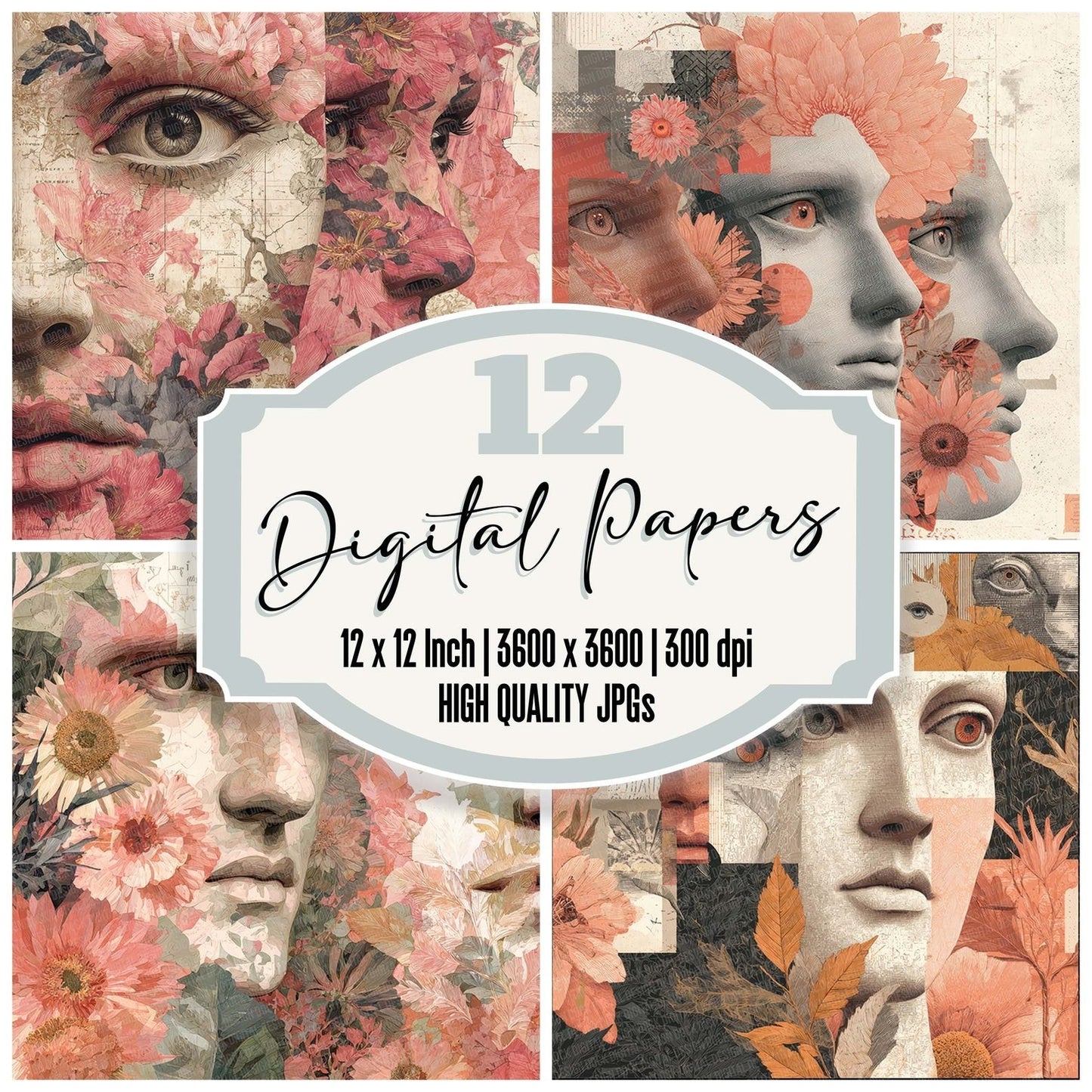 Mannequin Floral Pink Digital Paper Pack (DDD007674)