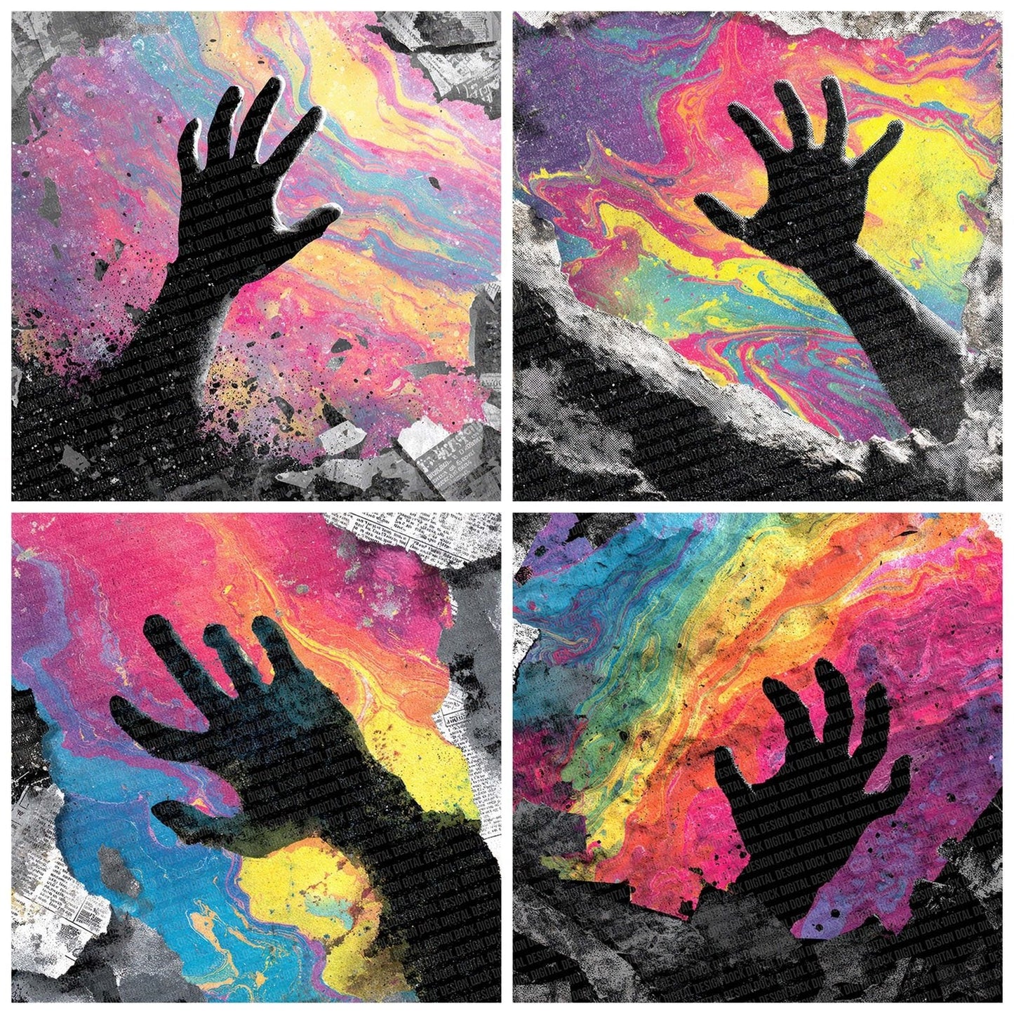 Marble Comic Hand Digital Paper Pack (DDD002423)