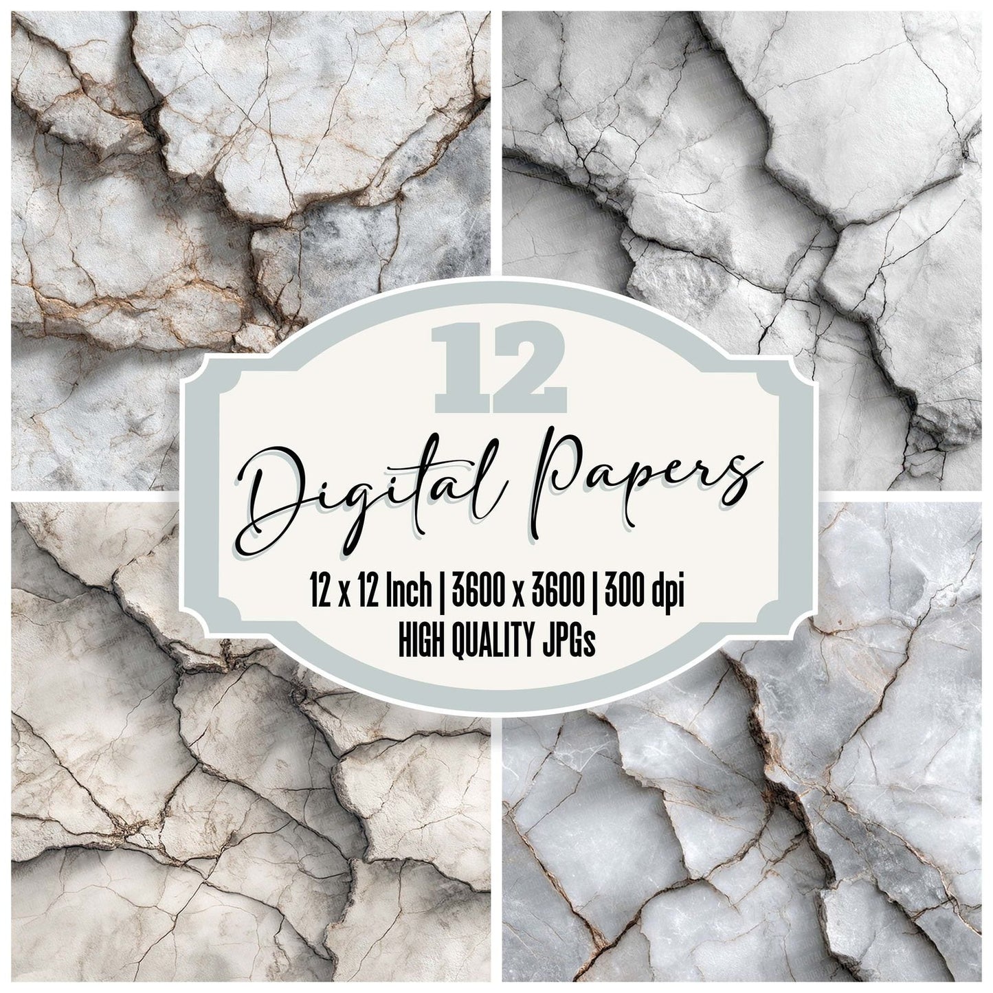 Marble White Tile Pattern Digital Paper Pack (DDD002426)