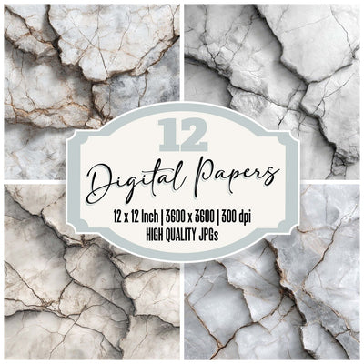 Marble White Tile Pattern Digital Paper Pack (DDD002426)
