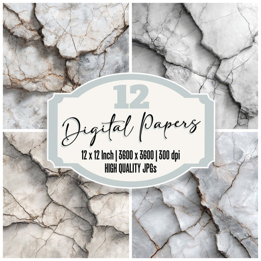 Marble White Tile Pattern Digital Paper Pack (DDD002426)