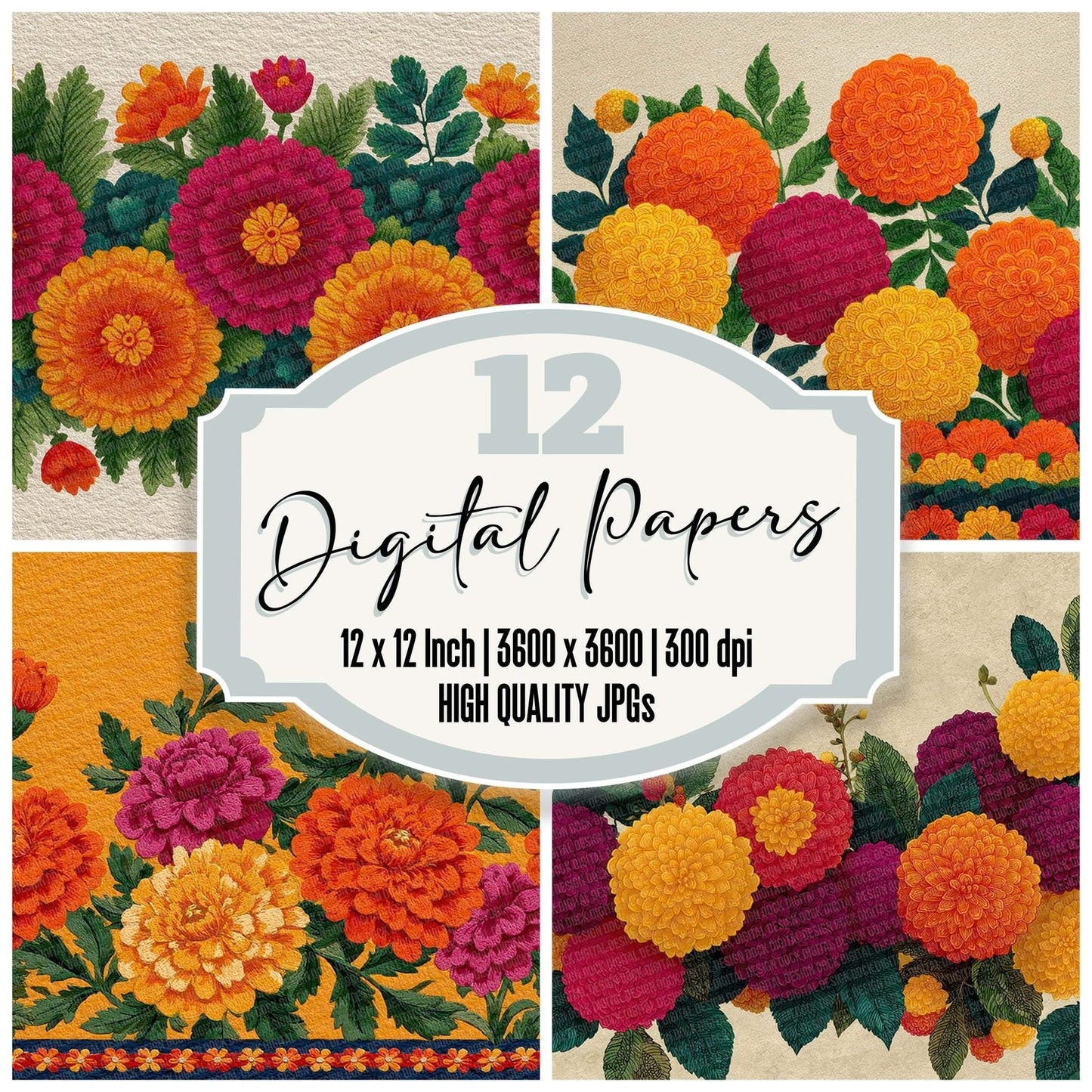 Marigold Festival Border Digital Paper Pack (DDD002430)