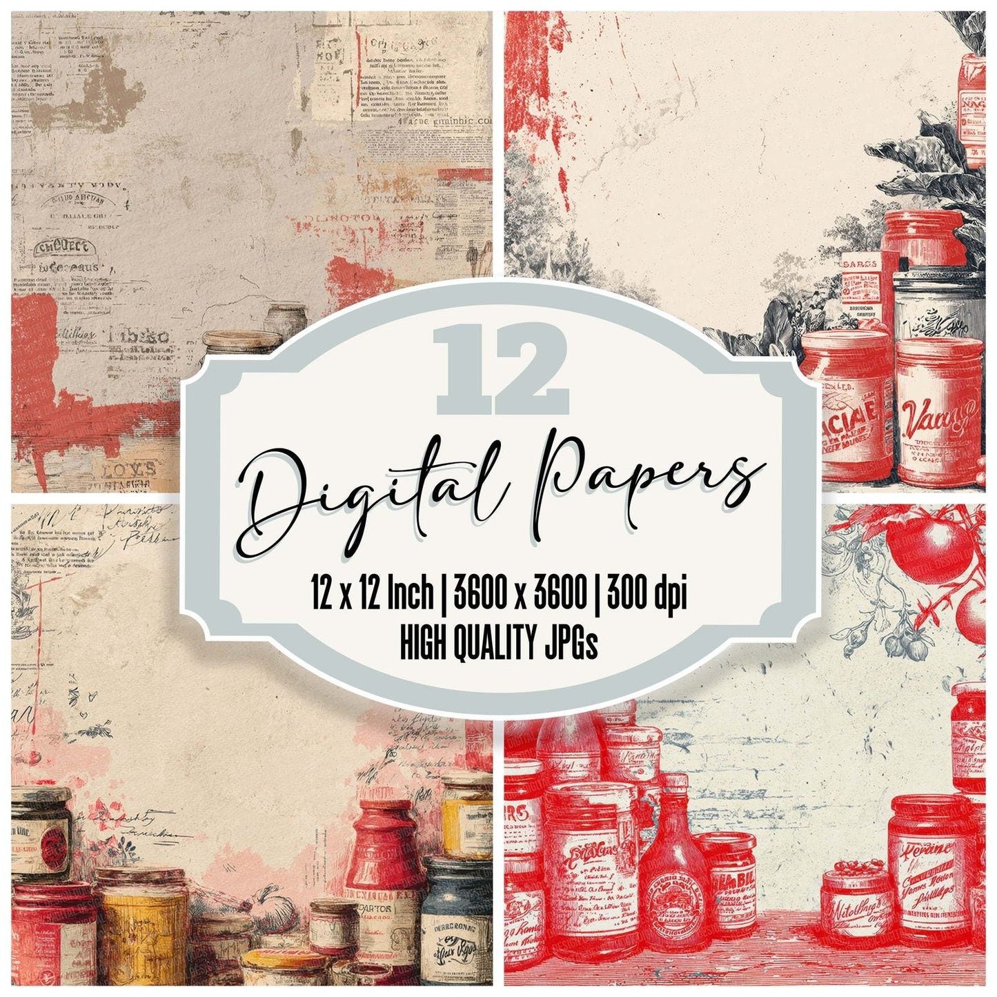 Market Collage Rip Digital Paper Pack (DDD002435)