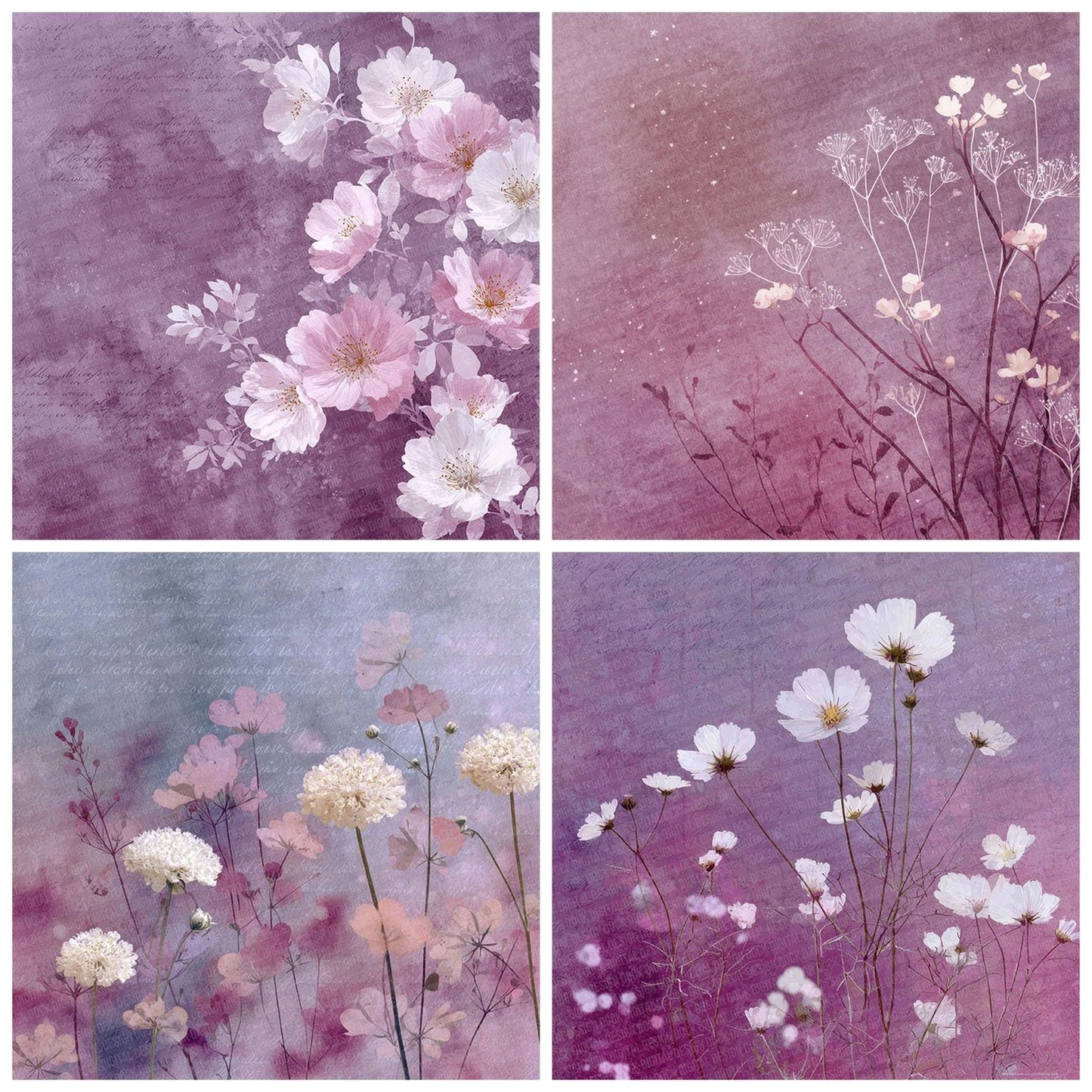 Mauve Lilac Watercolour Wash Floral Digital Paper Pack (DDD002451)