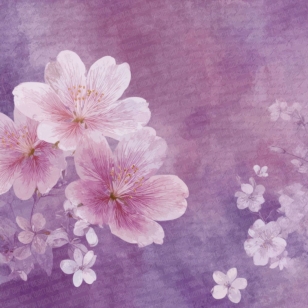 Mauve Lilac Watercolour Wash Floral Digital Paper Pack (DDD002451)