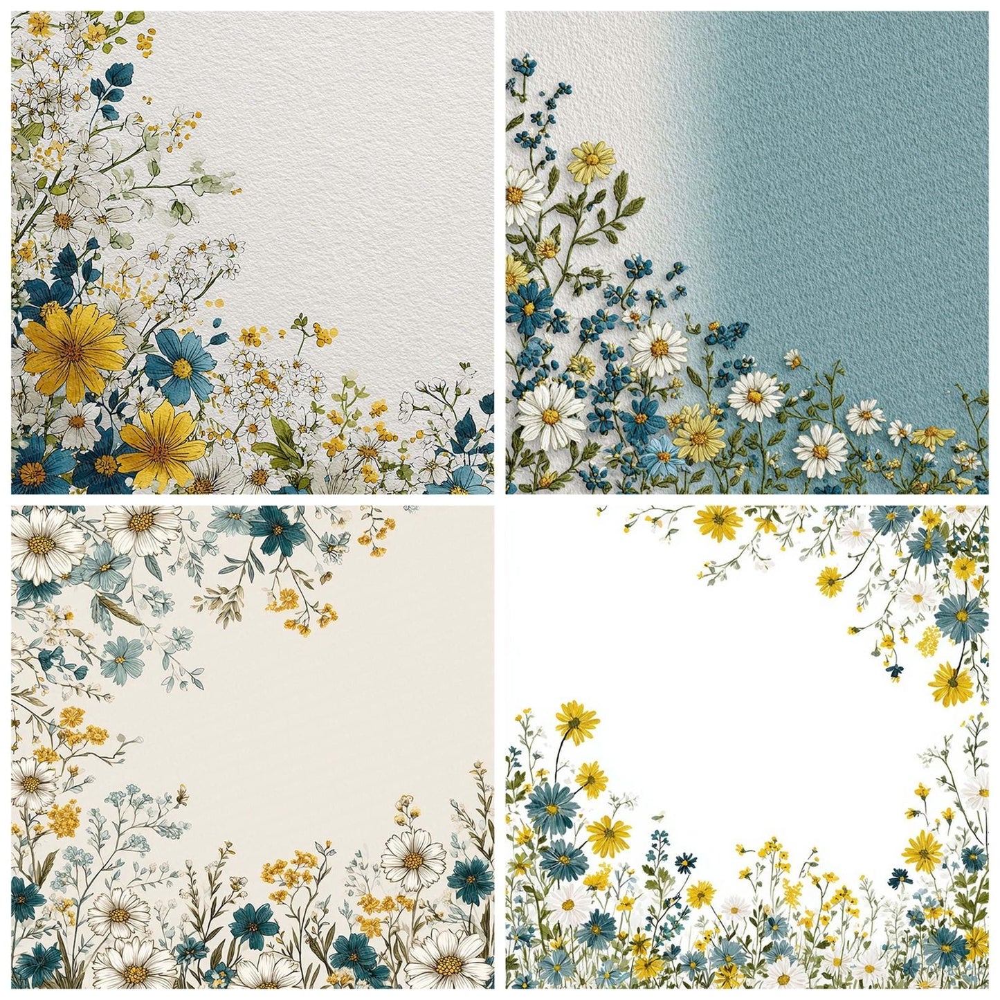 Meadow Floral Border Digital Paper Pack (DDD002461)