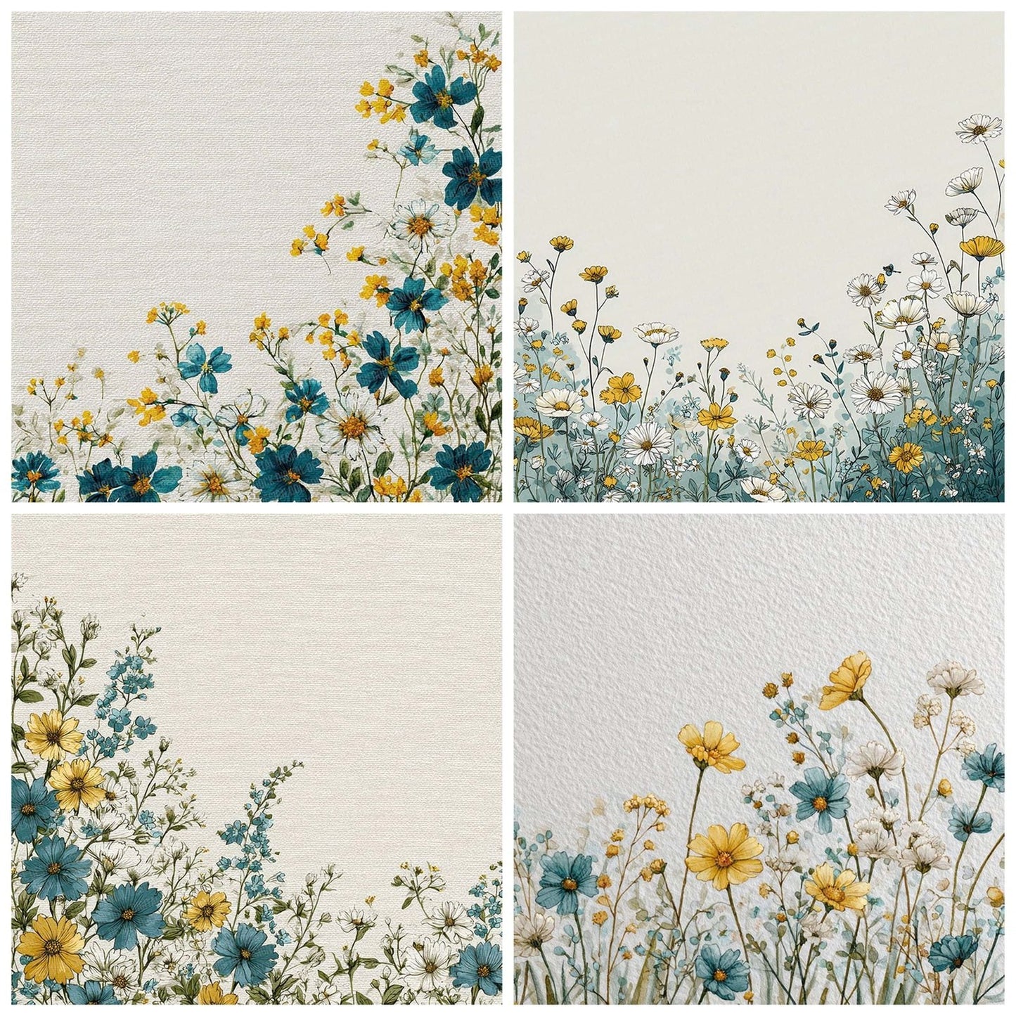 Meadow Floral Border Digital Paper Pack (DDD002461)