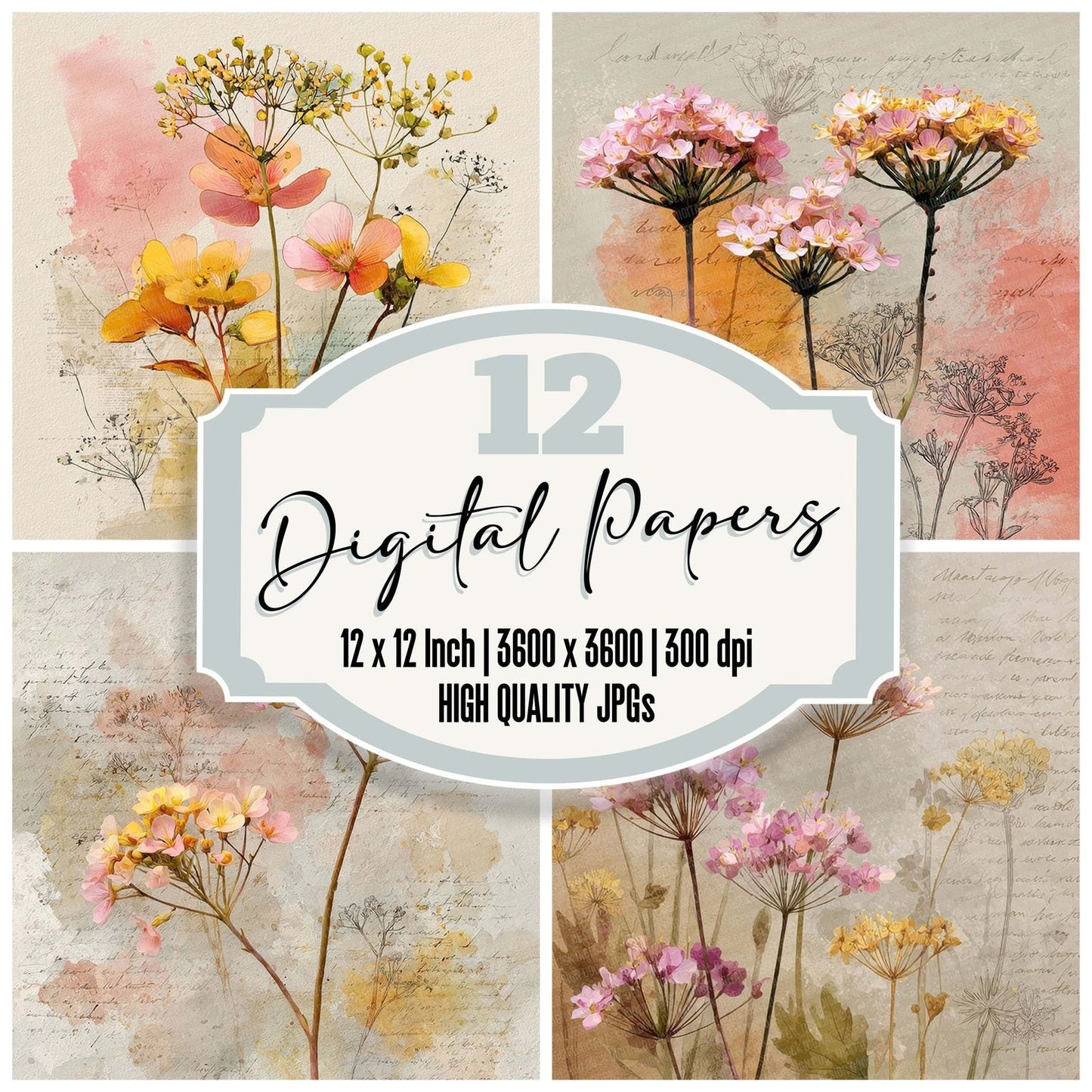 Meadow Wildflower Notes Digital Paper Pack (DDD002464)