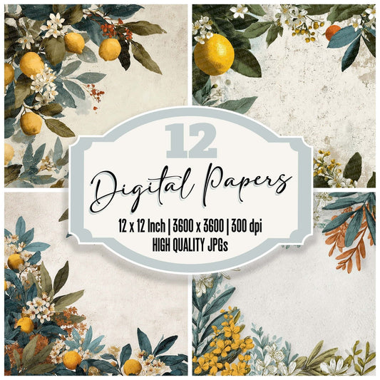 Mediterranean Olive Border Digital Paper Pack (DDD002468)