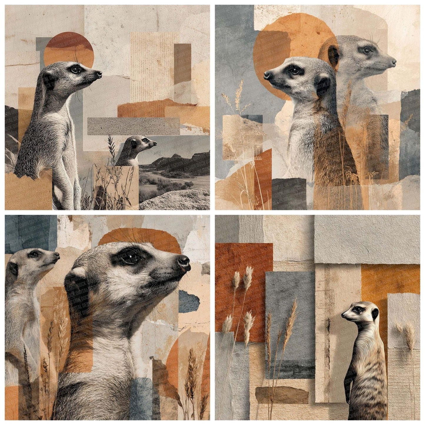 Meerkat Desert Moodboard Digital Paper Pack (DDD002469)