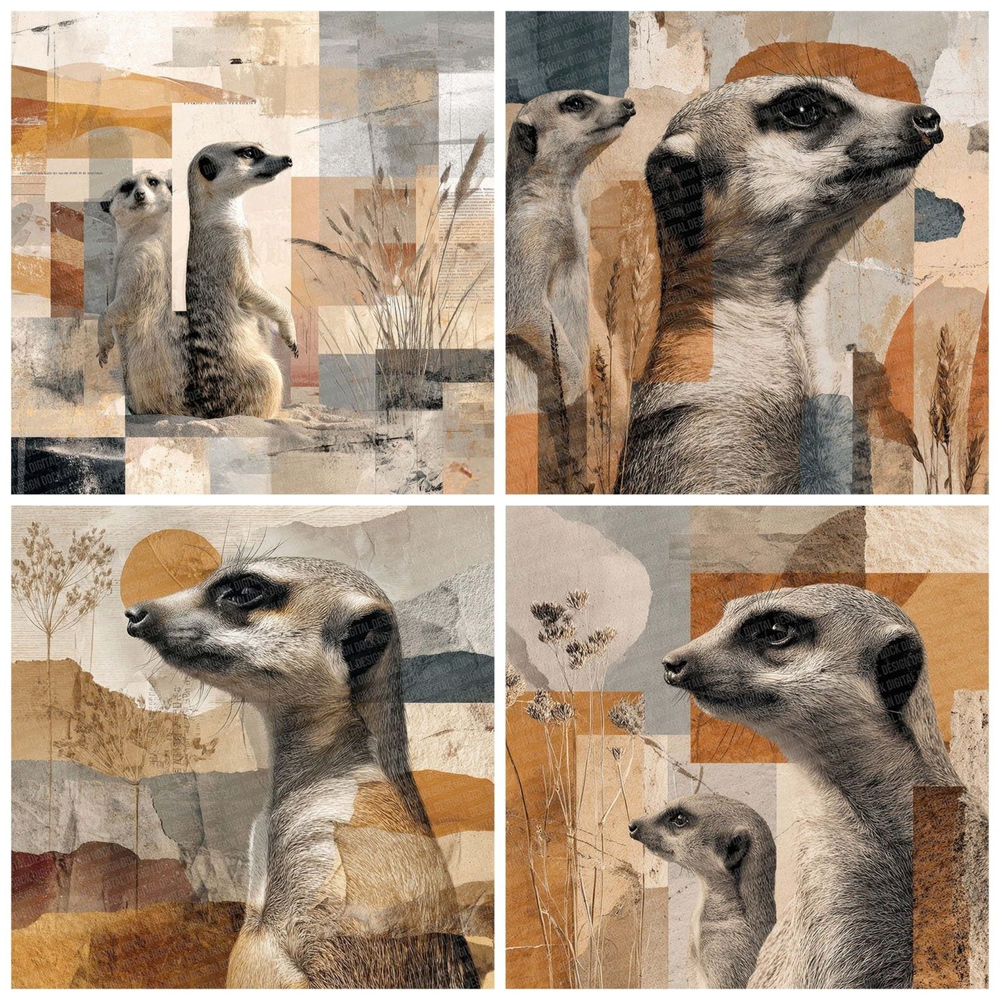 Meerkat Desert Moodboard Digital Paper Pack (DDD002469)