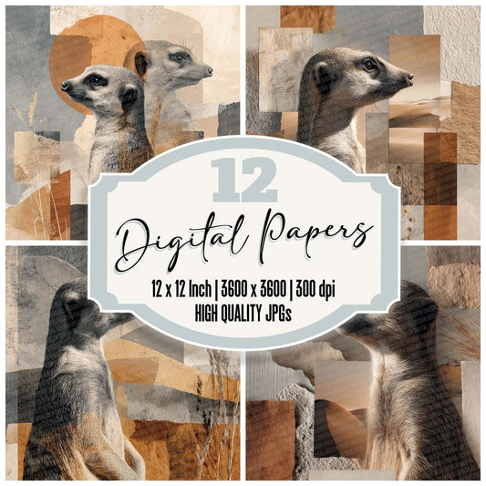Meerkat Desert Moodboard Digital Paper Pack (DDD002469)