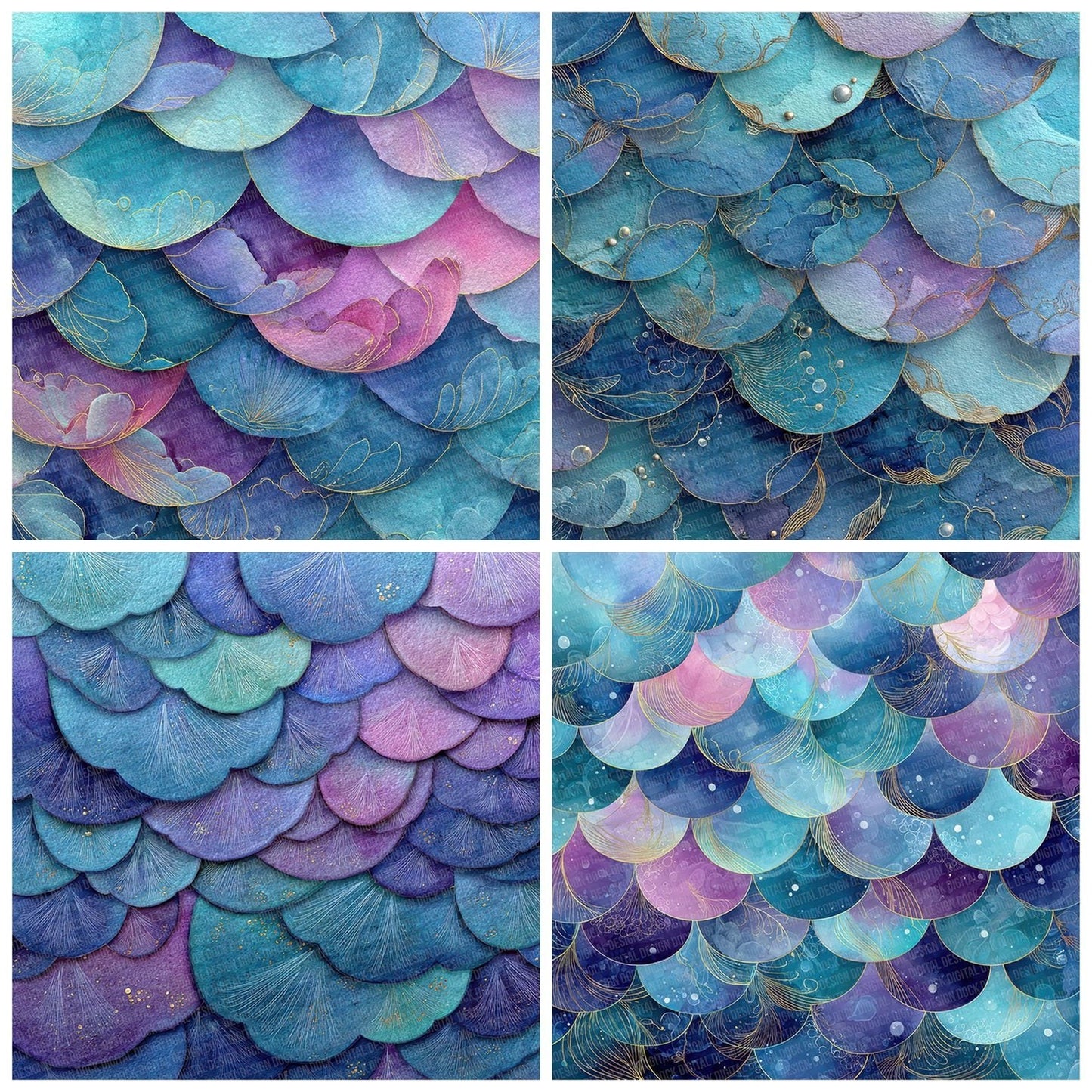 Mermaid Scale Coral Digital Paper Pack (DDD007677)