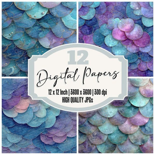 Mermaid Scale Coral Digital Paper Pack (DDD007677)